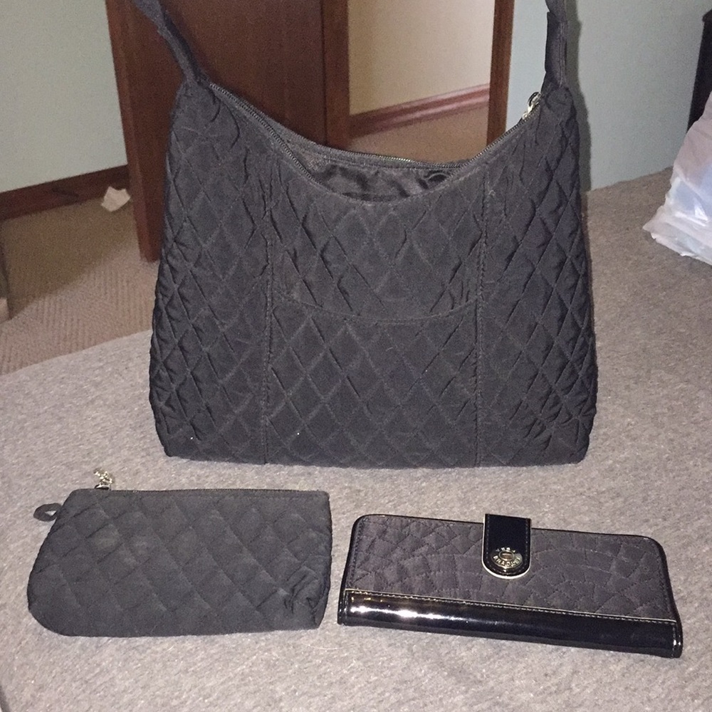 Vera Bradley microfiber quilted purse (black)